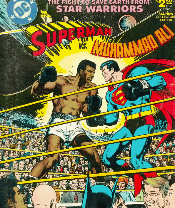 The 1978 Superman vs. Muhammad Ali comic cover showing Ali and Superman in a boxing ring