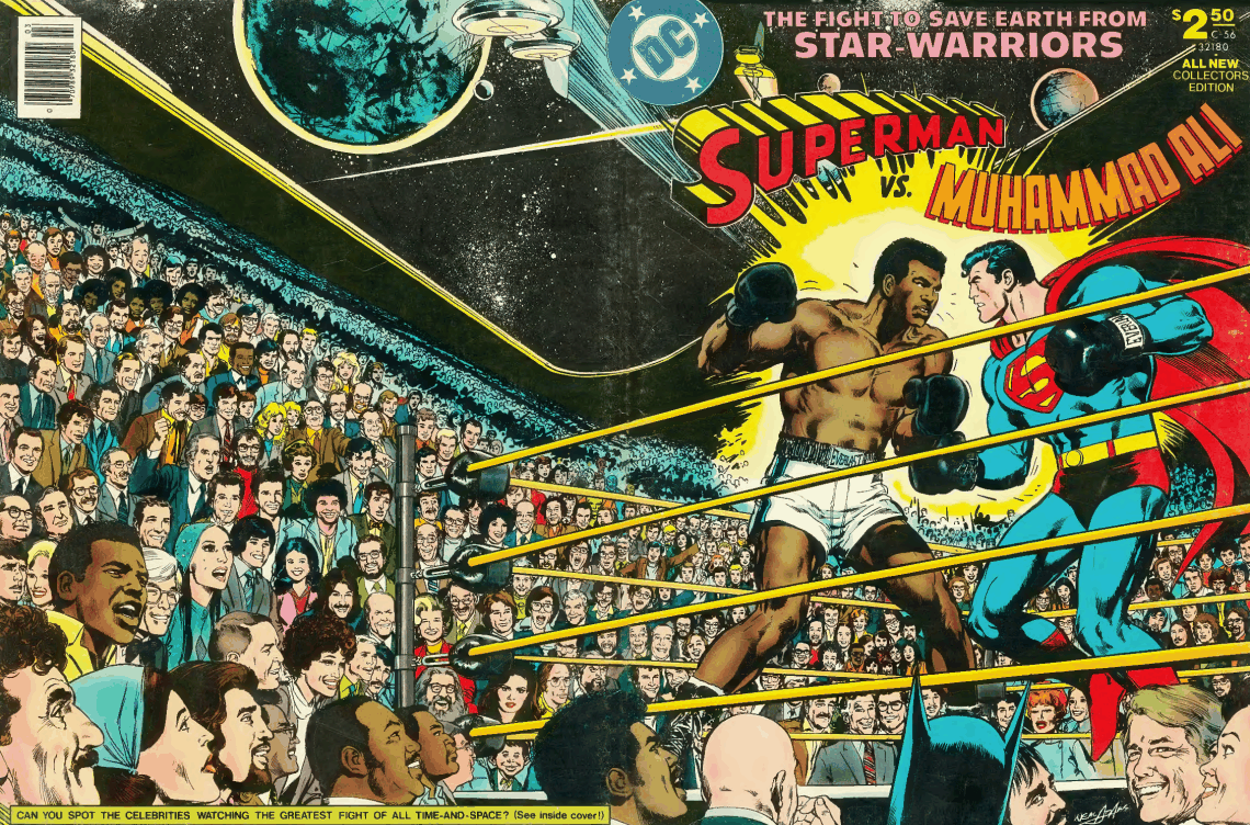 The wraparound cover of Superman vs. Muhammad Ali