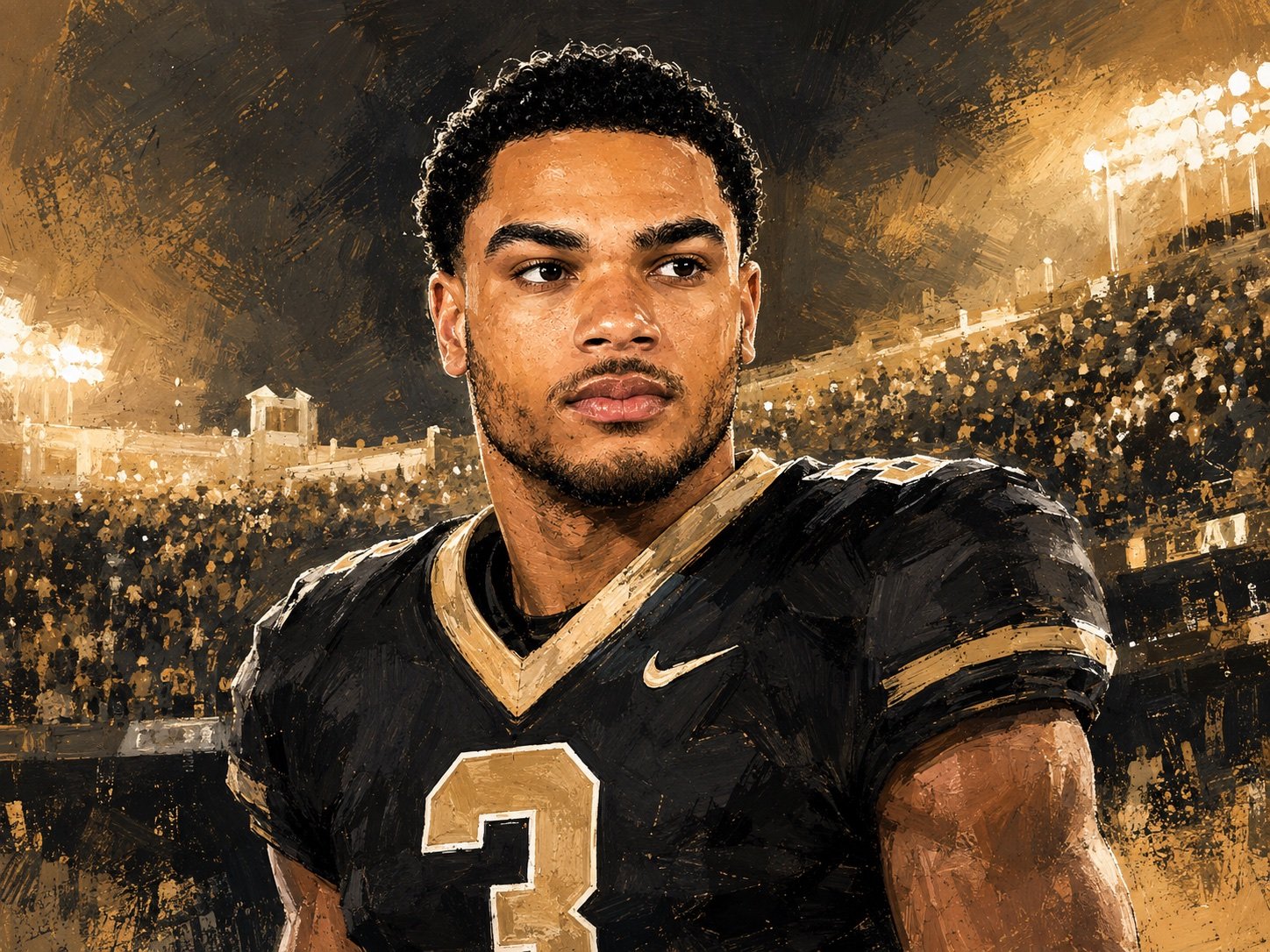 Editorial illustration of DeAndre Moore Jr., Colorado No. 3
