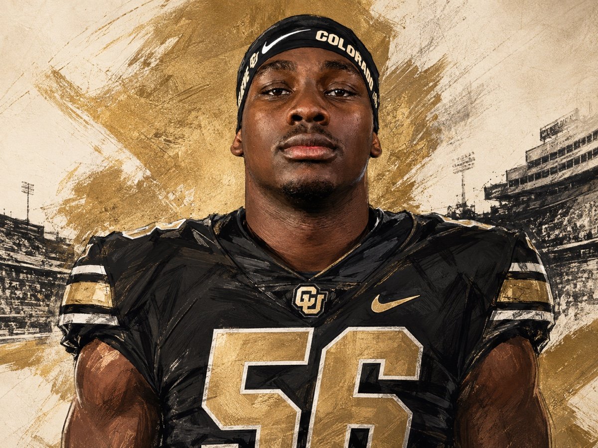Editorial illustration of Lamont Lester Jr., Colorado No. 56