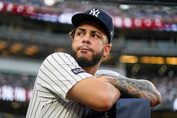 Luis García Jr. in a Yankees uniform
