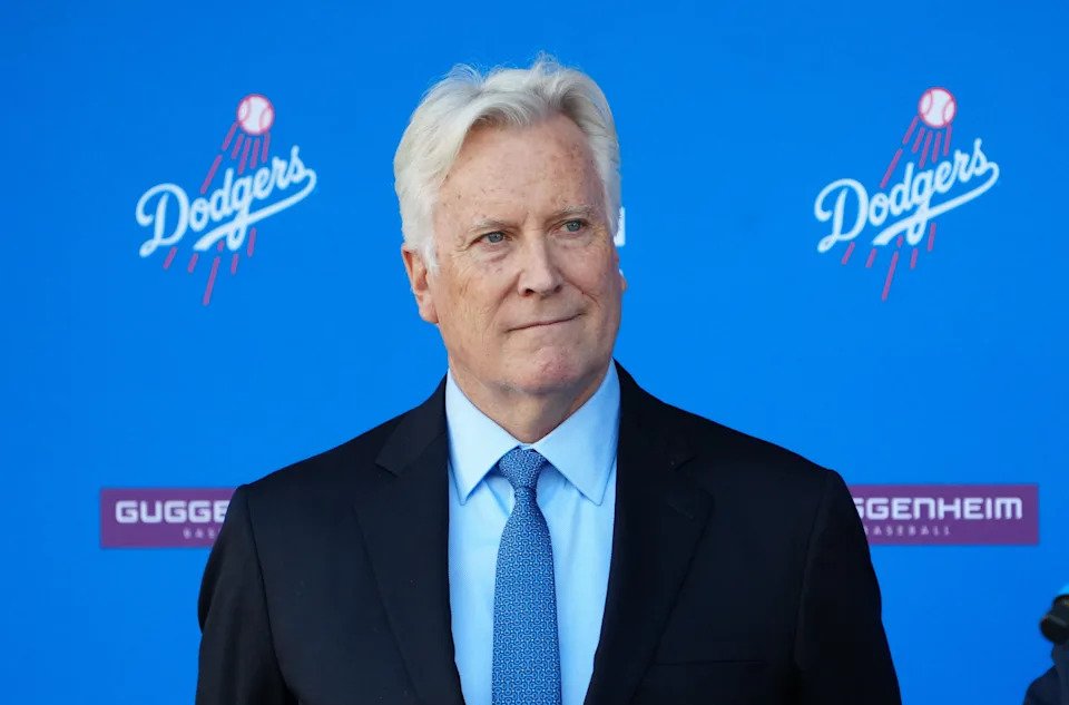 Los Angeles Dodgers owner Mark Walter at a introductory press conference for Shohei Ohtani at Dodger Stadium