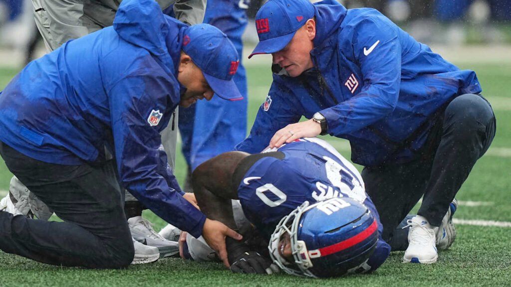File photo: Giants pass rusher Brian Burns. Published with NFL.com’s September 28, 2026 injury report; capture date not supplied.