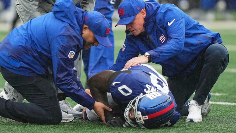 File photo: Giants pass rusher Brian Burns. Published with NFL.com’s September 28, 2026 injury report; capture date not supplied.