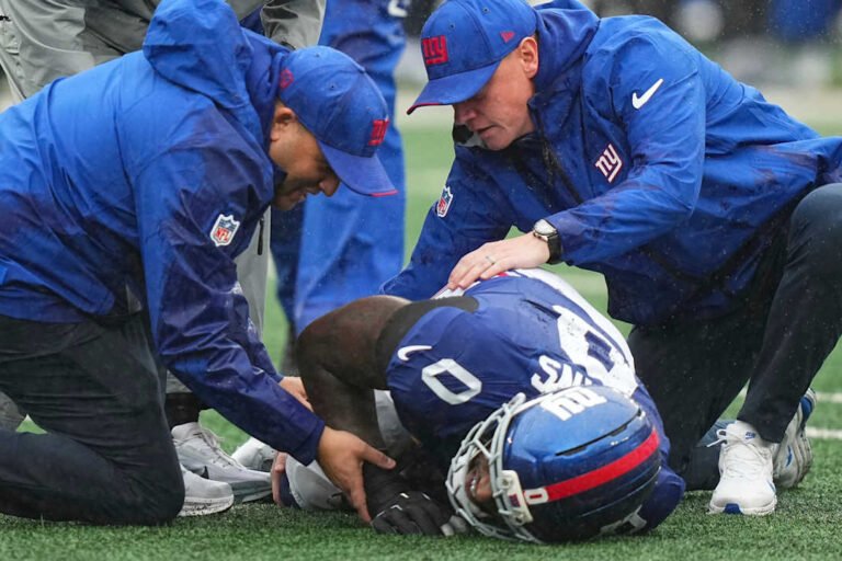 File photo: Giants pass rusher Brian Burns. Published with NFL.com’s September 28, 2026 injury report; capture date not supplied.