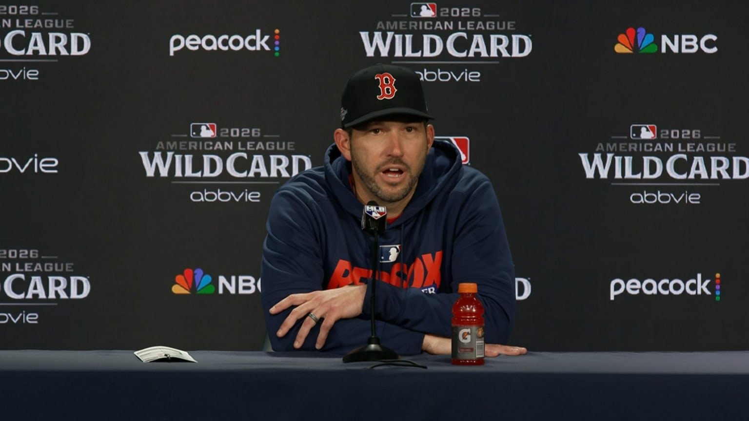 Chad Tracy speaks after Boston’s 9–0 Game 1 loss to the Yankees on September 29, 2026.