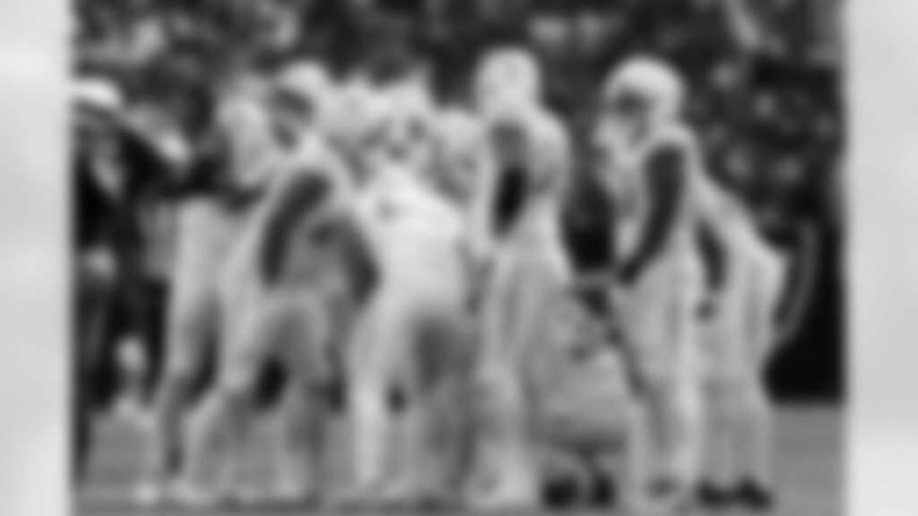 Justin Herbert and Chargers teammates during their Week 3 game against Buffalo