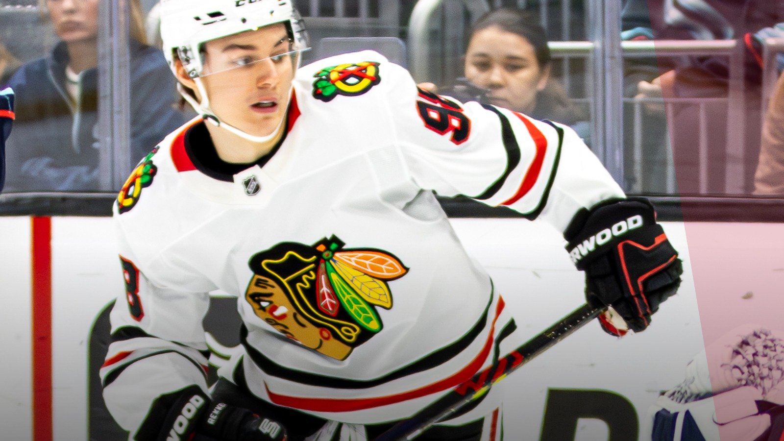 Connor Bedard skating for the Chicago Blackhawks