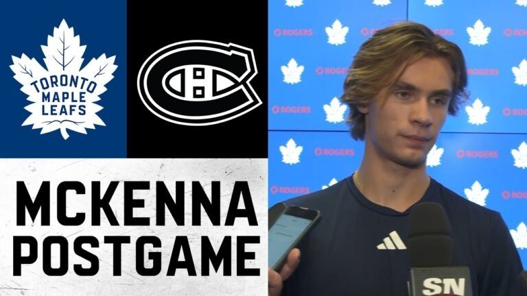 Gavin McKenna speaking after Toronto’s September 29 opener, in the official Maple Leafs video thumbnail