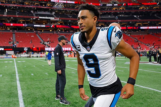 Bryce Young leaves the field after Carolina’s win in Atlanta on September 20, 2026.