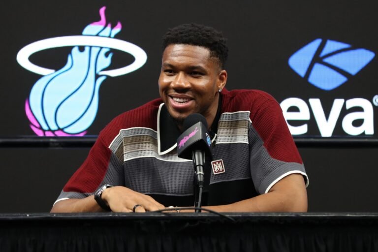 Giannis Antetokounmpo speaks at Miami Heat media day