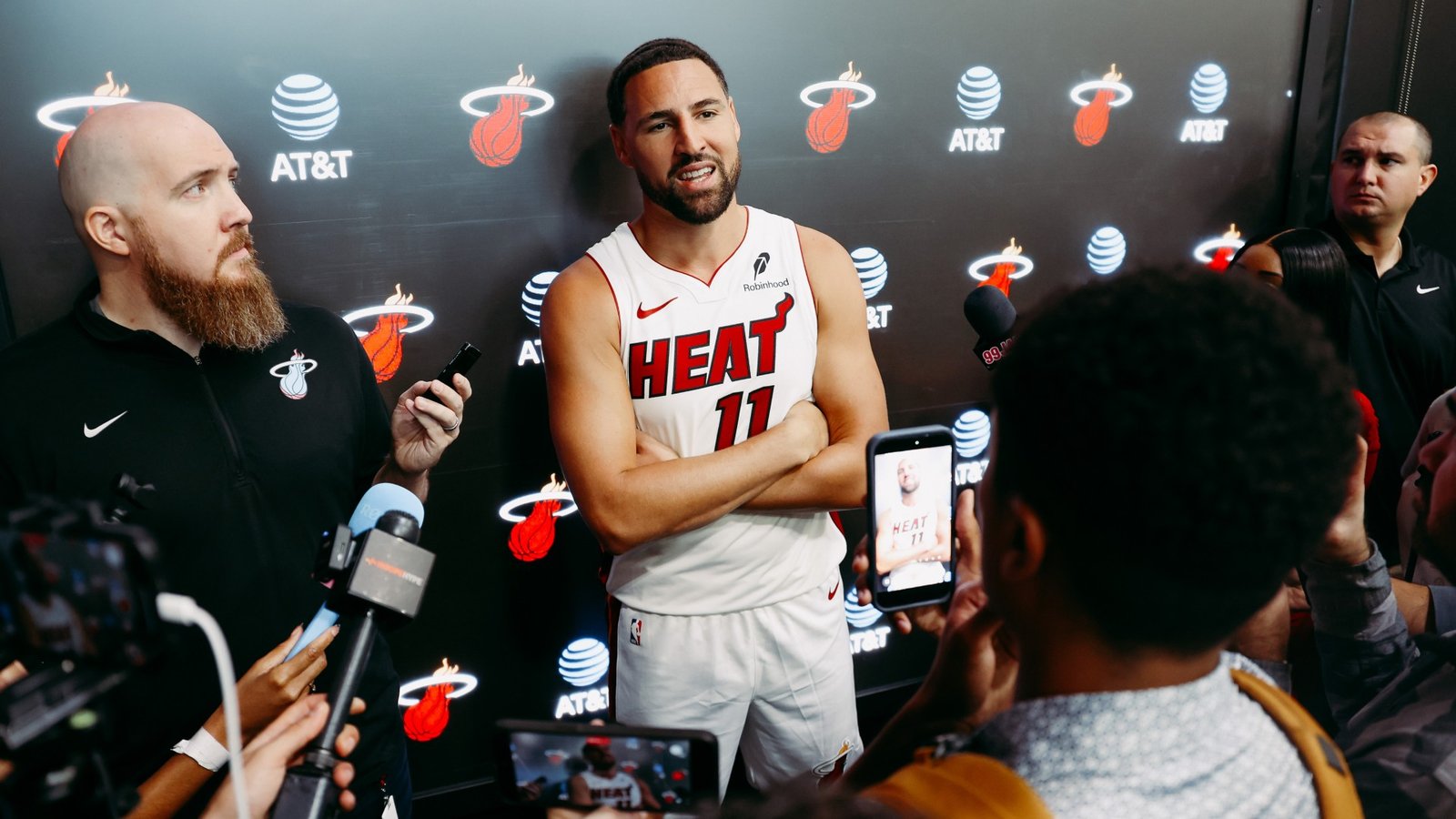Klay Thompson during Miami Heat media-day coverage