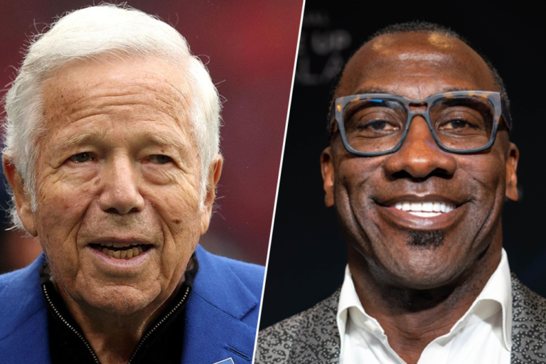Robert Kraft and Shannon Sharpe in separate photographs arranged side by side.