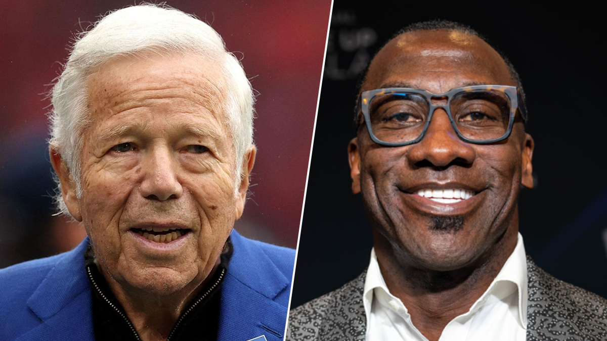 Robert Kraft and Shannon Sharpe in separate photographs arranged side by side.