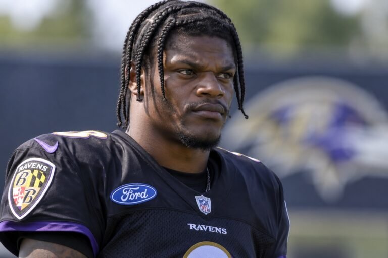 Lamar Jackson of the Baltimore Ravens during training camp.