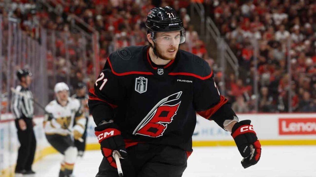 File photo: Carolina defenceman Alexander Nikishin. Published in Sportsnet’s September 16, 2026 report; capture date not supplied.