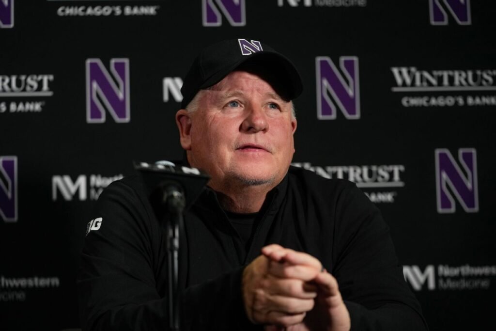Northwestern offensive coordinator Chip Kelly at a press conference