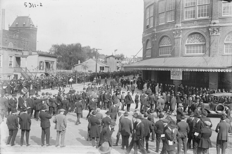 Spectators outside Ebbets Field during the 1920 World Series.