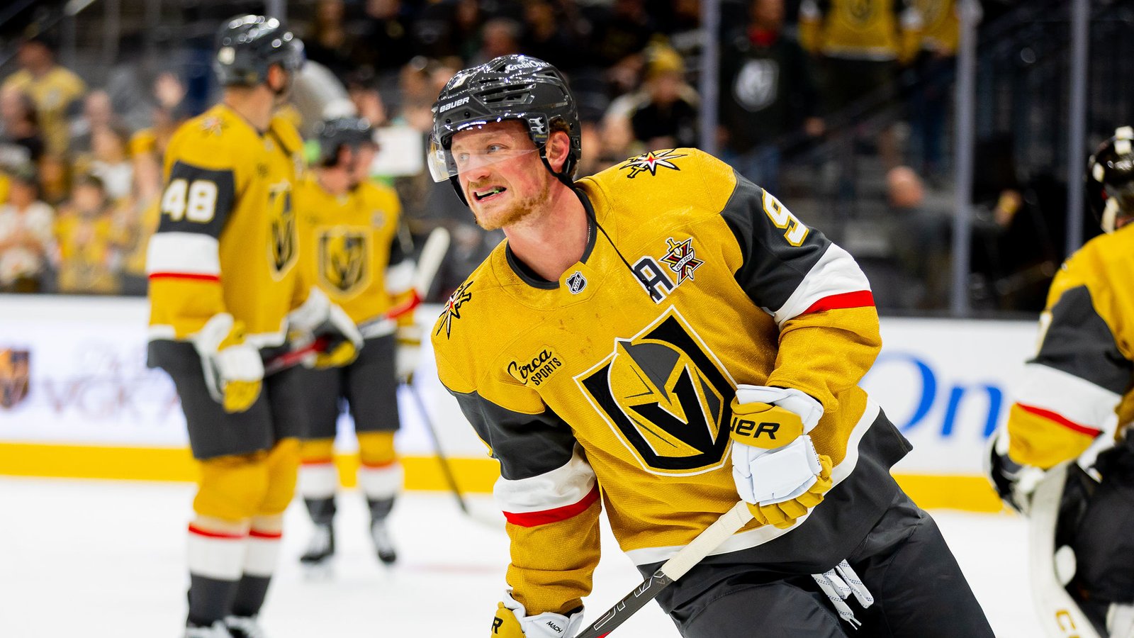 Jack Eichel on the ice for the Vegas Golden Knights.