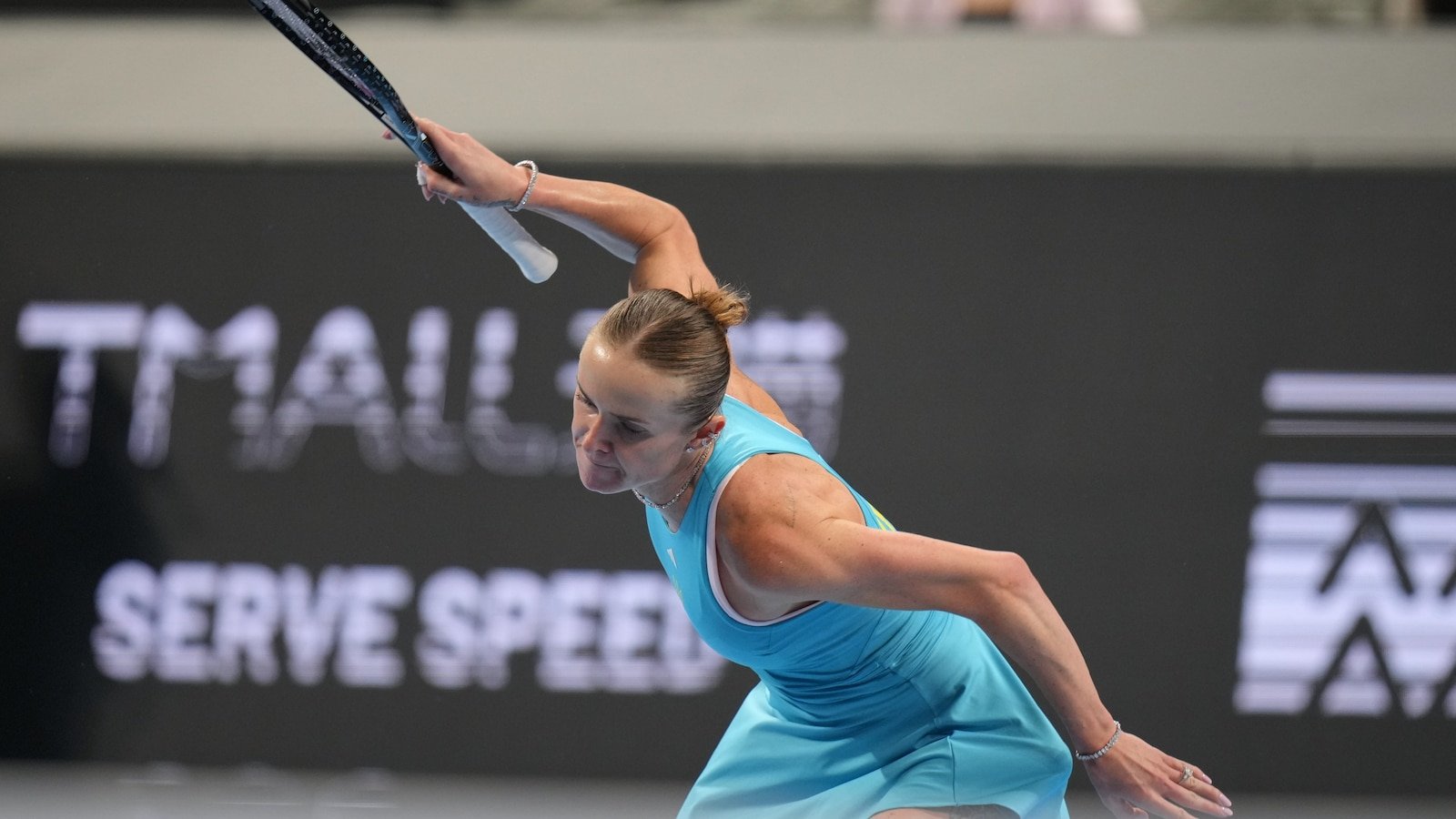 Elina Svitolina celebrates Ukraine’s semifinal victory.