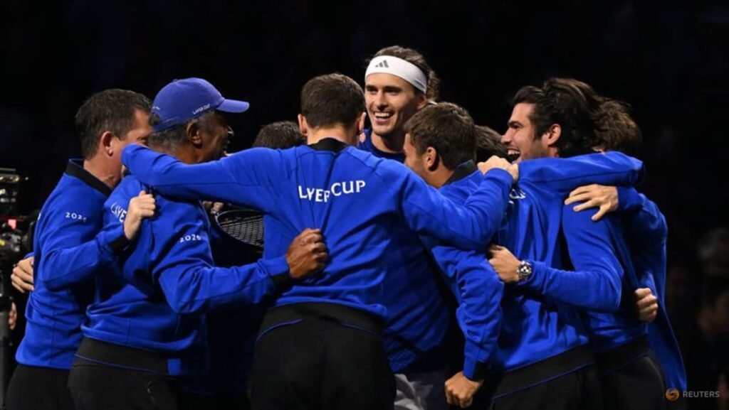 Alexander Zverev celebrates at the Laver Cup in London on September 27, 2026.