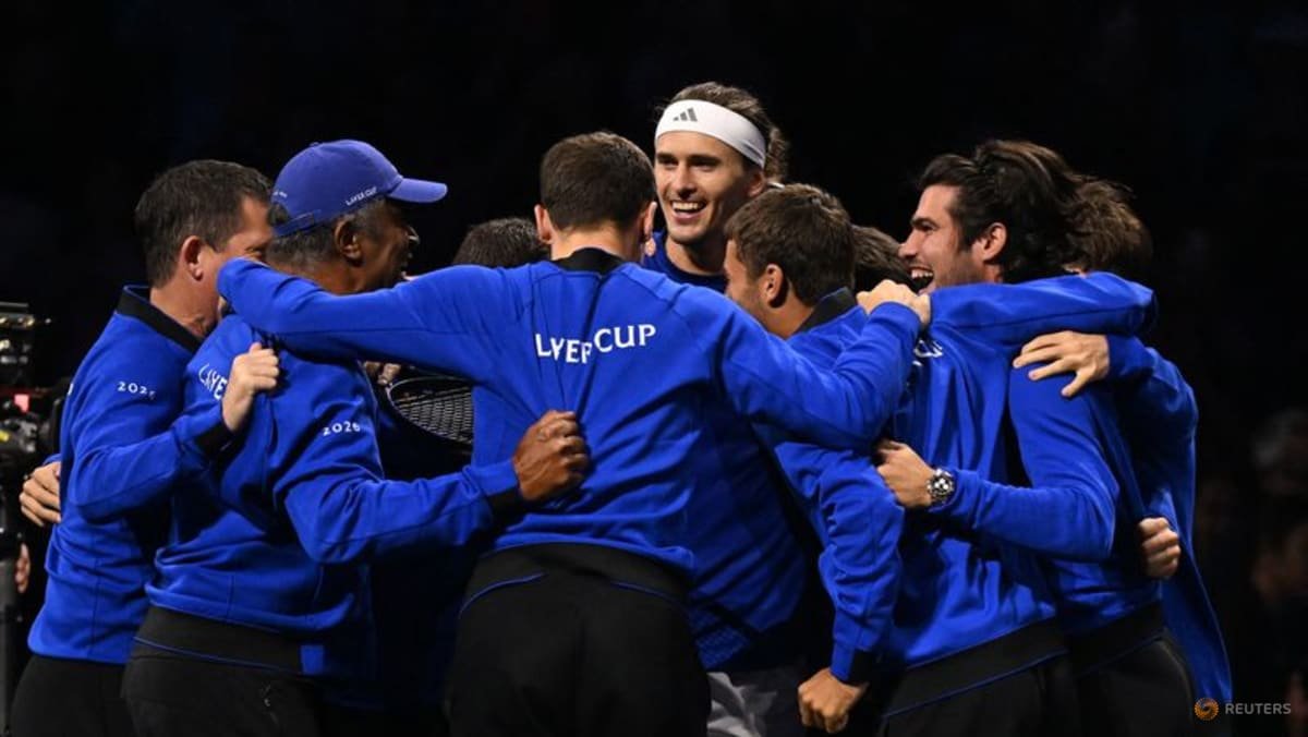 Alexander Zverev celebrates at the Laver Cup in London on September 27, 2026.