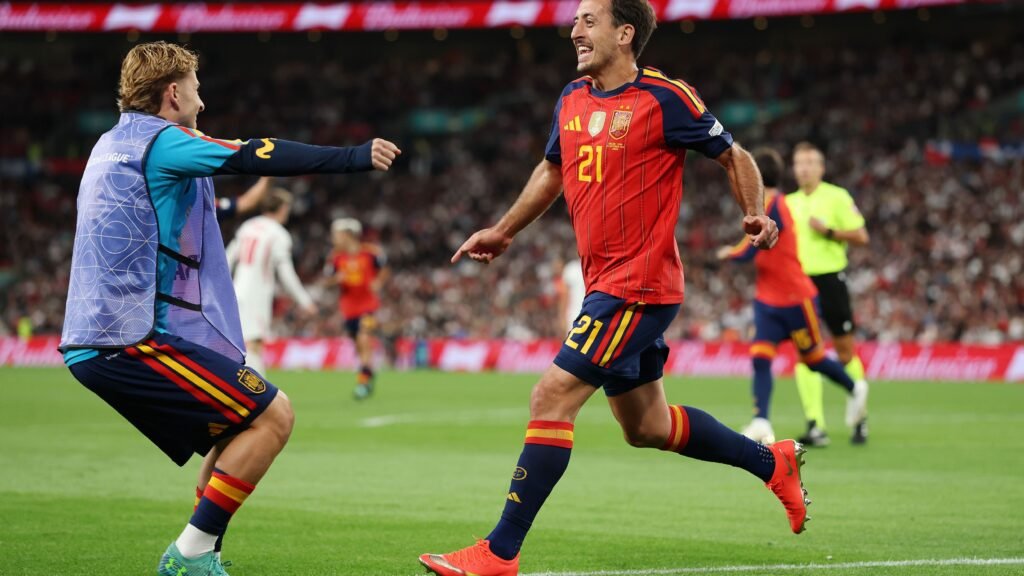 Spain players during the Nations League match against England at Wembley on September 26, 2026.