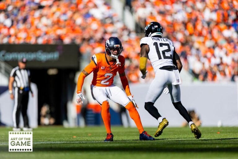 Travis Hunter and Pat Surtain II together on the field in Denver on September 20, 2026.
