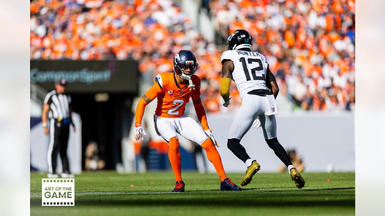 Travis Hunter and Pat Surtain II together on the field in Denver on September 20, 2026.