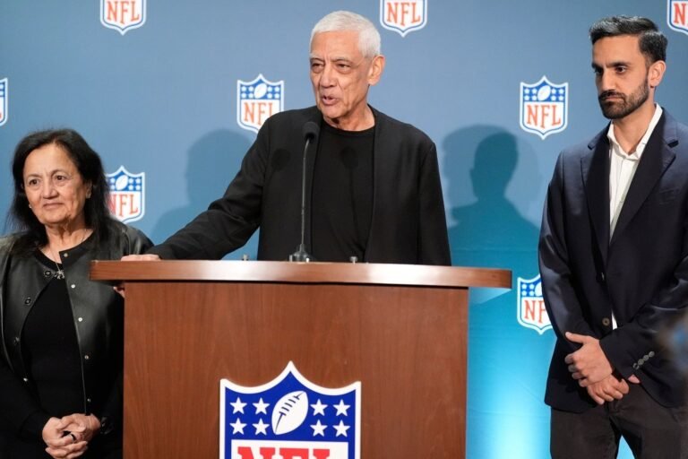 Vinod Khosla, Neeru Khosla and Neal Khosla after the Seahawks sale was approved