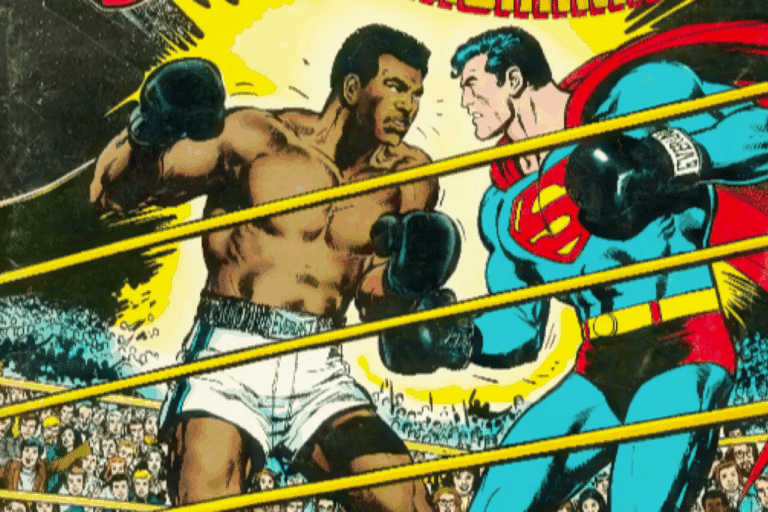 The 1978 Superman vs. Muhammad Ali comic cover showing Ali and Superman in a boxing ring
