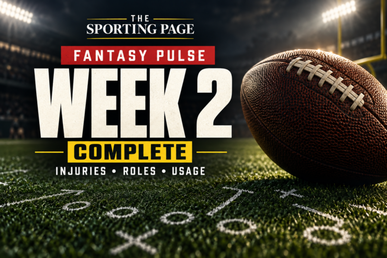 Fantasy Pulse Week 2 complete, with a football on a floodlit field