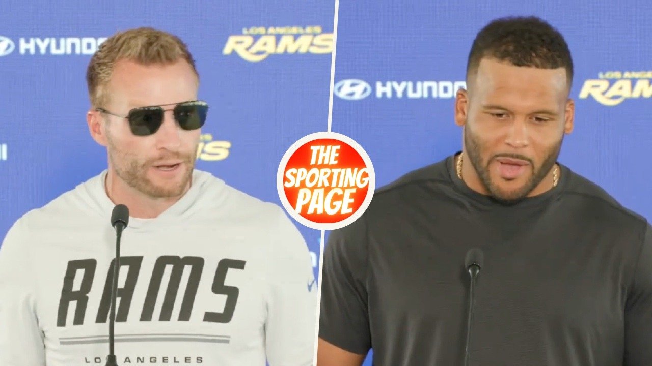 The Sporting Page editorial image of Sean McVay and Aaron Donald used for the Los Angeles Rams 2026 watch guide.