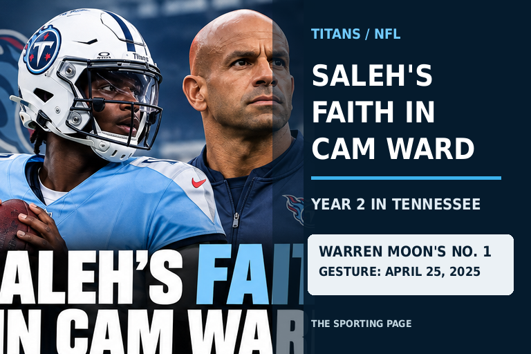 Editorial illustration of Cam Ward and Robert Saleh used for the Tennessee Titans 2026 watch guide.