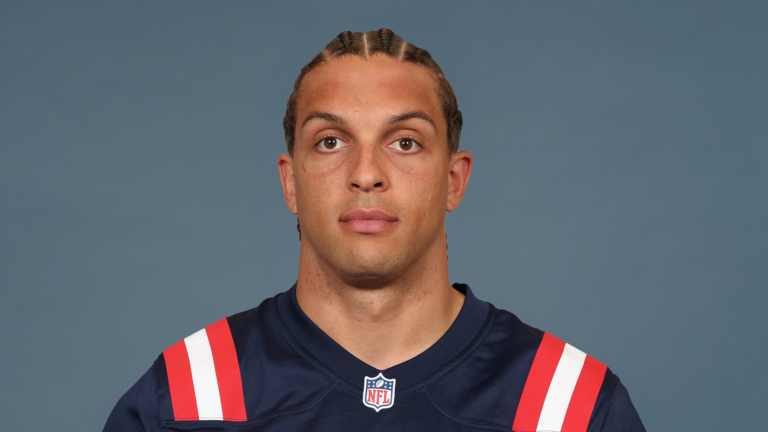 Mack Hollins in a New England Patriots roster portrait.