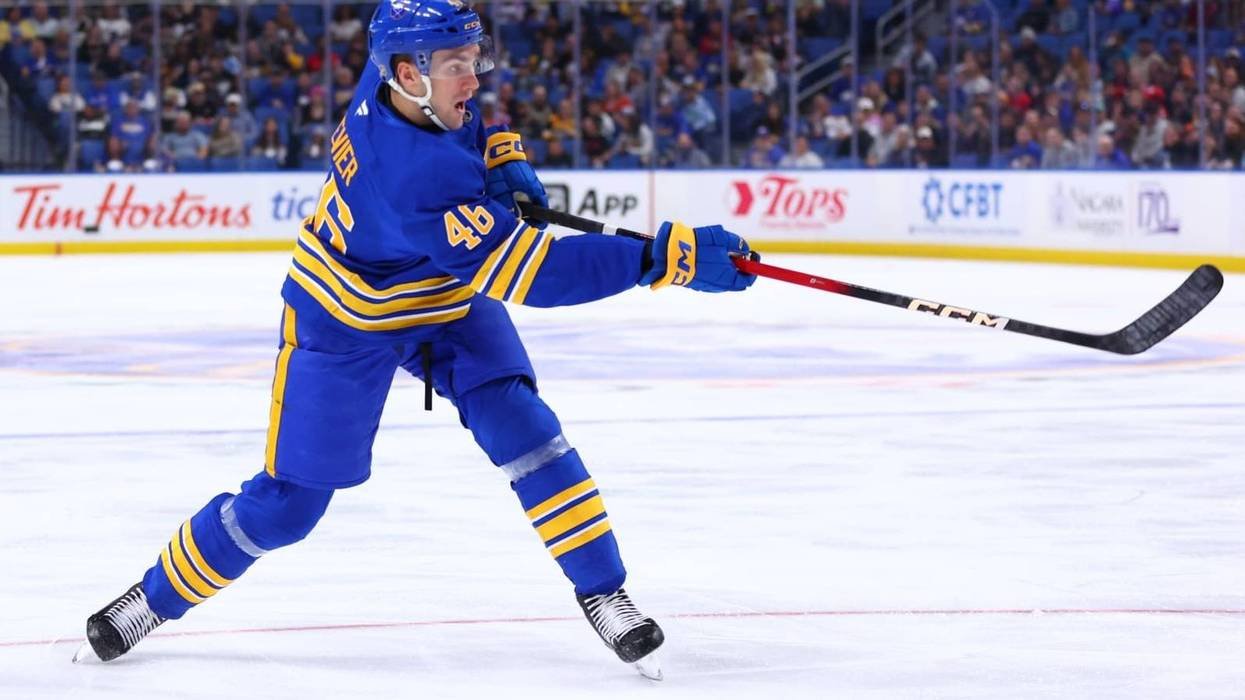 Louis Crevier in a Buffalo Sabres preseason game against Pittsburgh at KeyBank Center on September 26, 2026.