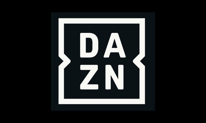 White DAZN logo on a black background.