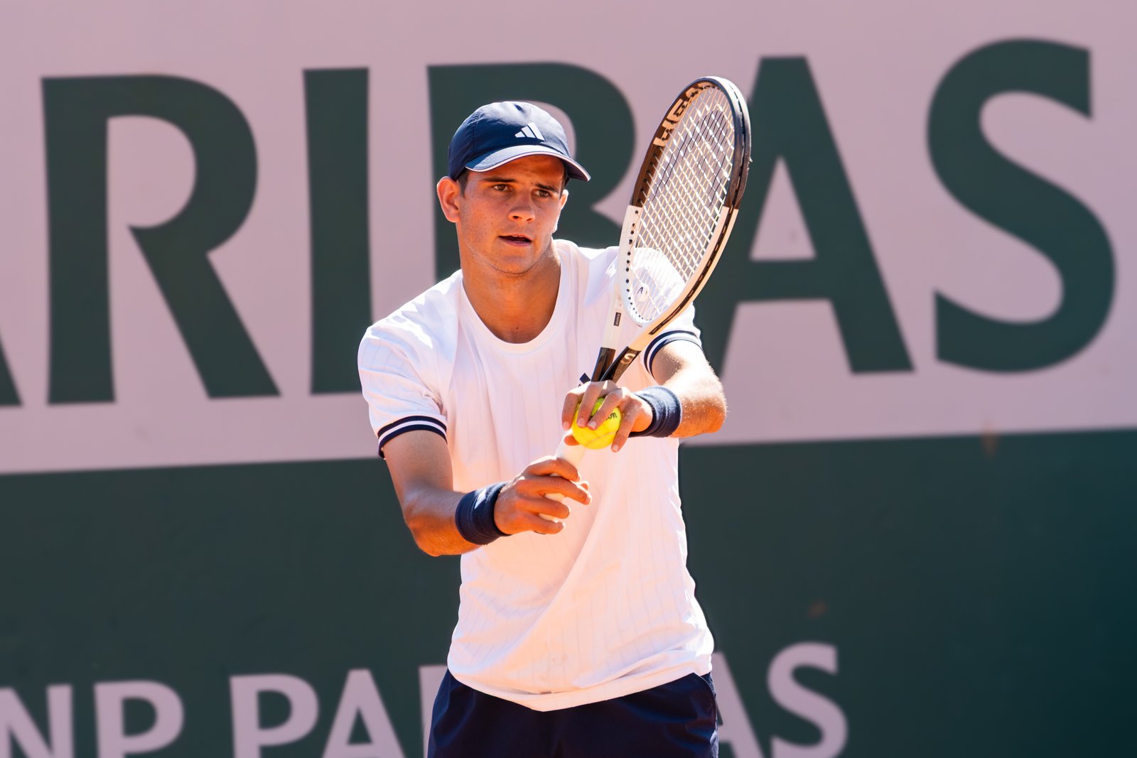 Rafael Jodar prepares to serve at Roland Garros in May 2026.