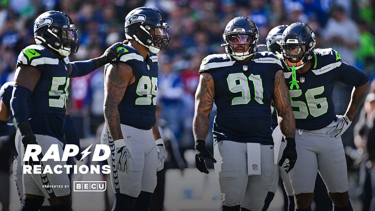 Seattle Seahawks defenders celebrate during the October 11, 2026 game against San Francisco.