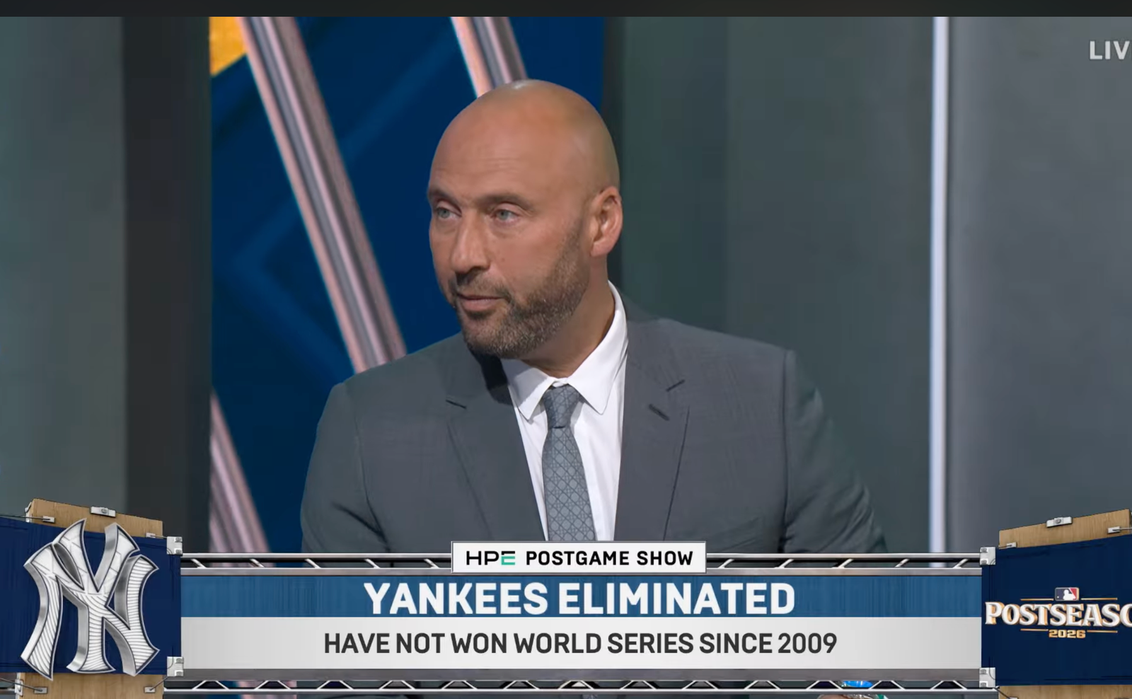Derek Jeter discussing the Yankees' postseason exit on FOX