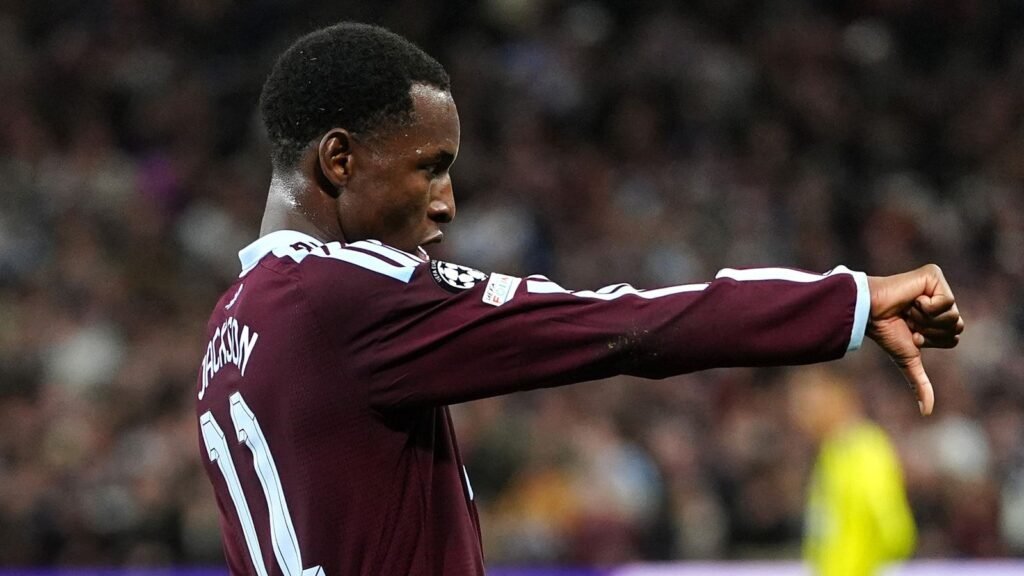 Nicolas Jackson during Aston Villa’s Champions League match against Fenerbahçe.