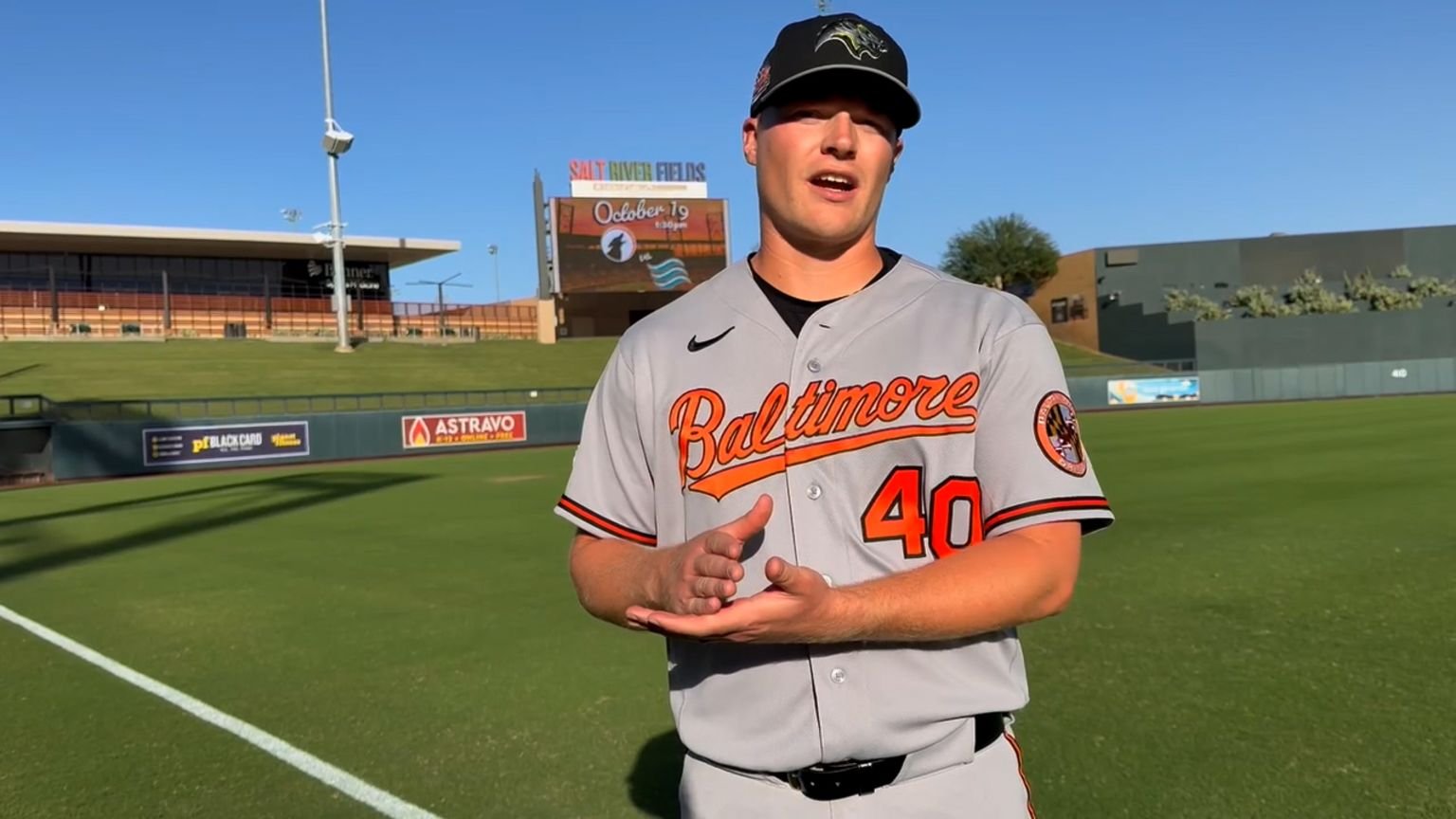 Braxton Bragg speaks at Salt River Fields during his October 16, 2026 MLB interview.