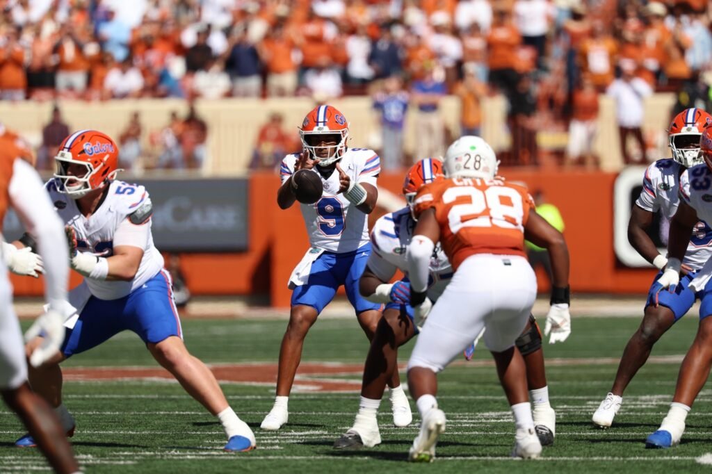 Florida quarterback Tramell Jones Jr. receives the snap against Texas in Austin.