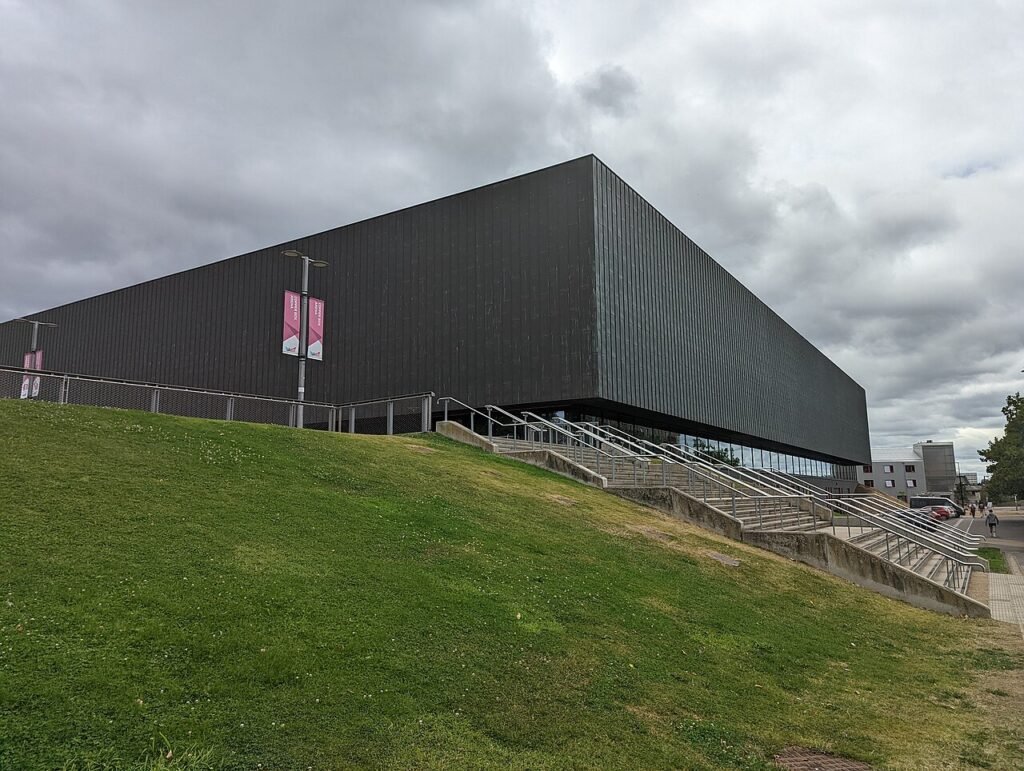 Exterior of the Copper Box Arena in London in July 2022.
