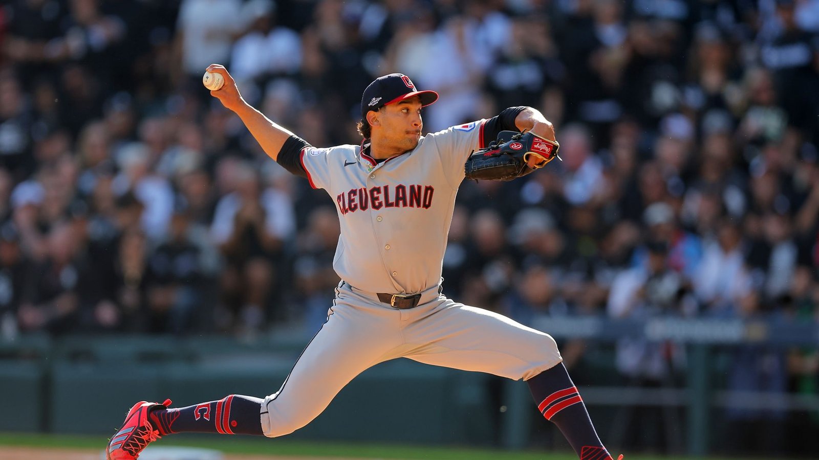 Daniel Espino pitching against the White Sox in ALDS Game 3