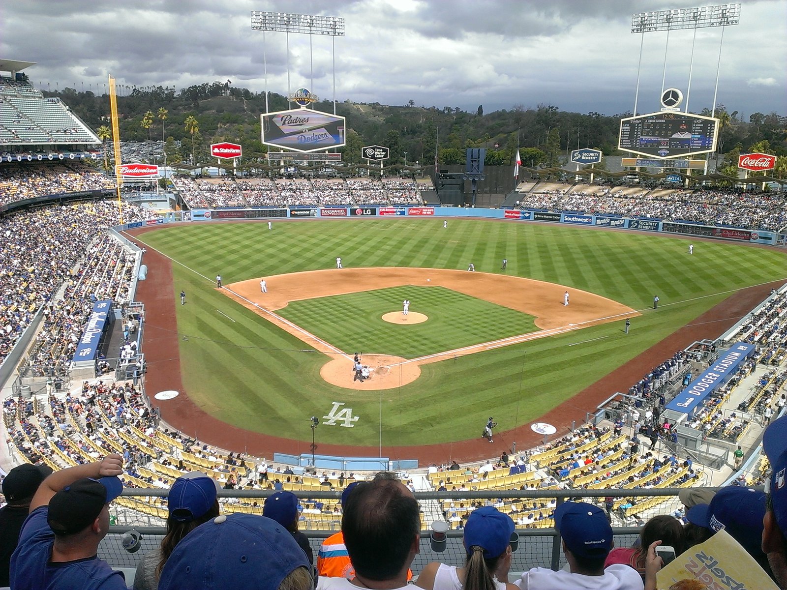 Dodger Stadium baseball field viewed from the upper deck on October 4, 2015, in a file photograph.