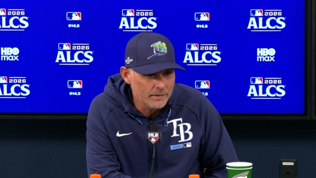 Rays manager Kevin Cash speaks after ALCS Game 5 on October 18, 2026.