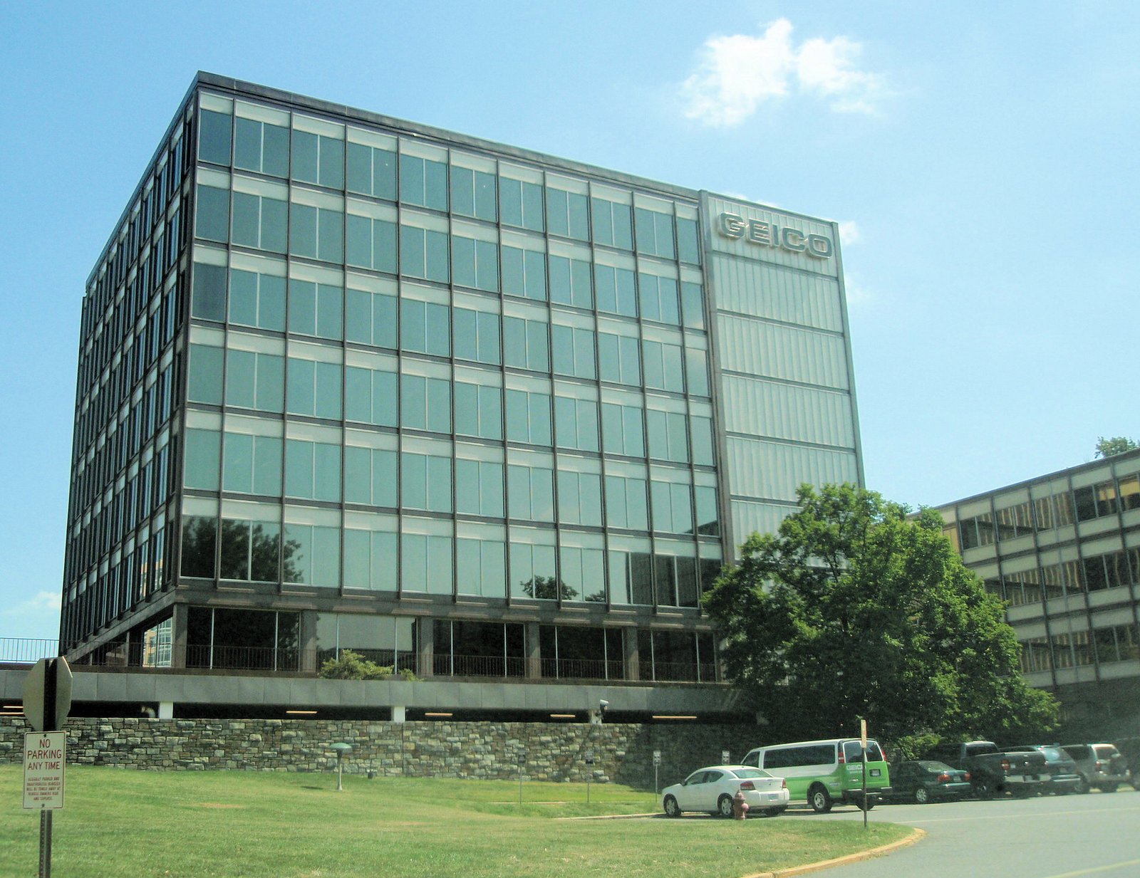 GEICO sign outside its Chevy Chase office building in an August 2008 photograph.