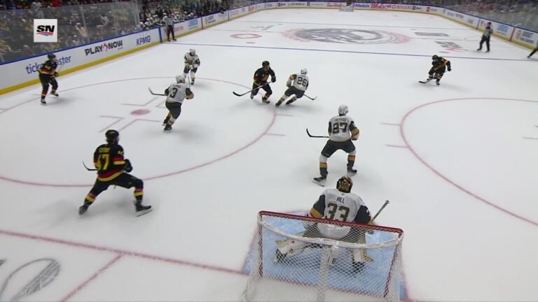 Vancouver attacks Vegas goaltender Adin Hill during the October 4, 2026 Golden Knights–Canucks game.