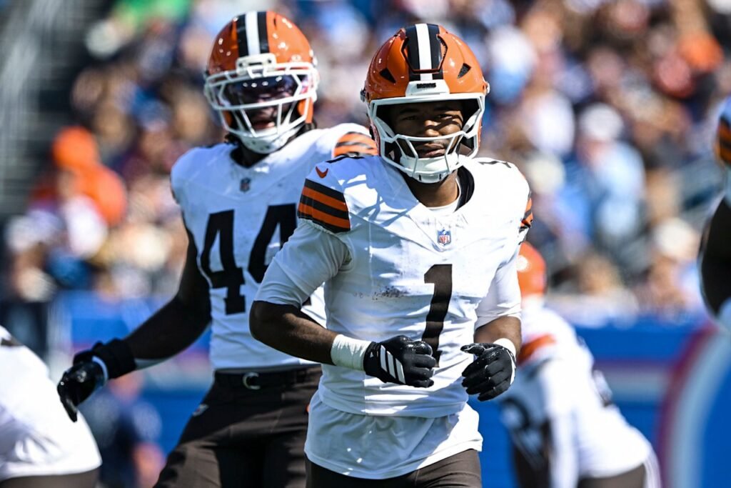 Cleveland Browns receiver KC Concepcion against the Tennessee Titans on October 25, 2026.